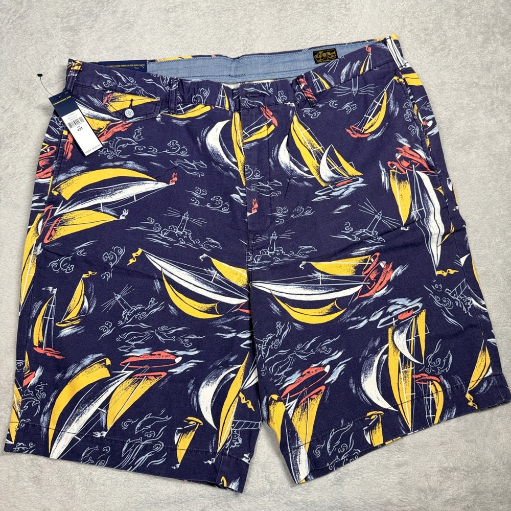 Polo Ralph Lauren Sailboat Shorts Mens 42T Navy Blue Nautical Classic Fit NWT
